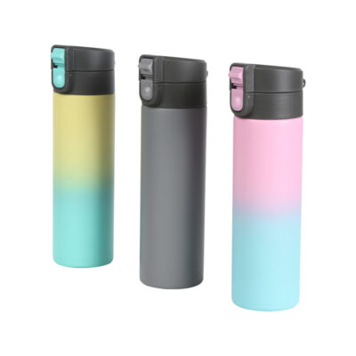 TERMO BI-TONO DE ACERO Termo bi-tono de acero sin duda ideal para llevar tu marca a otro nivel ademas tiene boton de seguridad 