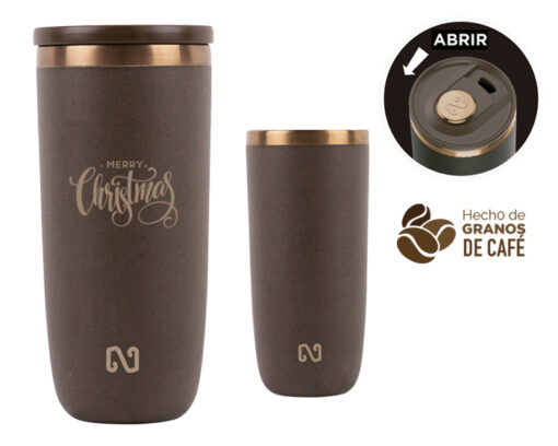 NAYAD TERMO GRANO CAFE SIN DUDA ES LO DE HOY SER AMIGABLE CON NUESTRO PLANETA ESTA SUPER TIENE UNA CAPA DE GRANOS DE CAFE 