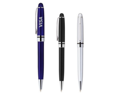 BOLIGRAFO PLASTICO METALIZADO BULGARI Bolígrafo plástico con acabado metalizado, anillo y punta metálica. Mecanismo retráctil.