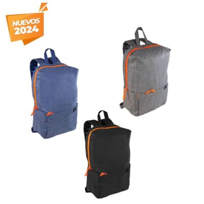 MOCHILA TENZIN Mochila compacta estilo casual, cuenta con bolsas laterales de fácil acceso para llevar botellas de agua o pequeños objetos. La bolsa frontal con cierre, aporta mayor seguridad