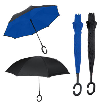 PARAGUAS REVERSIBLE Paraguas reversible sin duda algo diferente para promover tu marca ademas tiene mango de plastico con sujeta bolsas  