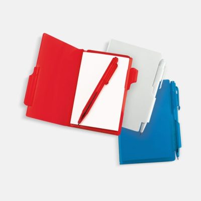 block de notas con bolígrafo personalizada con logo de empresa