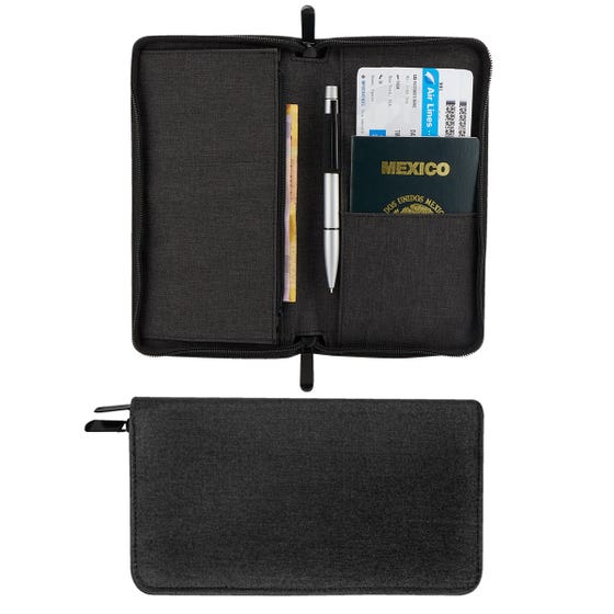 porta pasaporte wally personalizada con logo de empresa