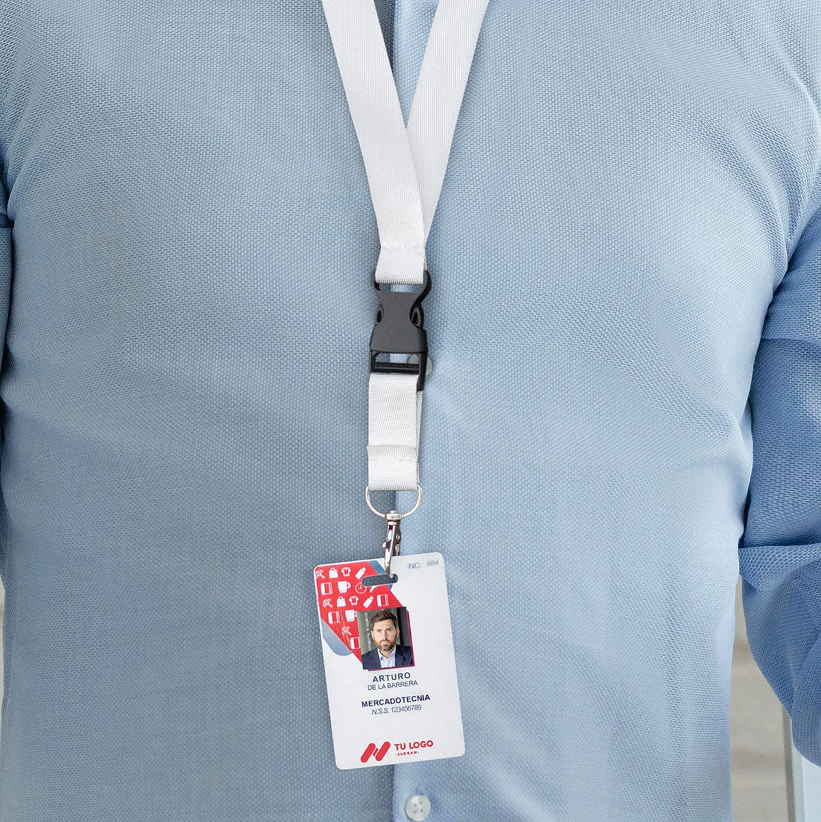 portagafete para sublimar munch personalizada con logo de empresa